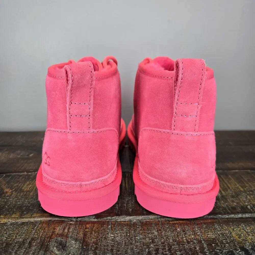 NEW UGG Neumel Womens Size 7 Fuzzy Warm Chukka Boots Shoes Slippers Pink